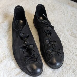 Arche Made In France Lace Up Soft Leather Black Comfort Sneaker Flat US Size 11
